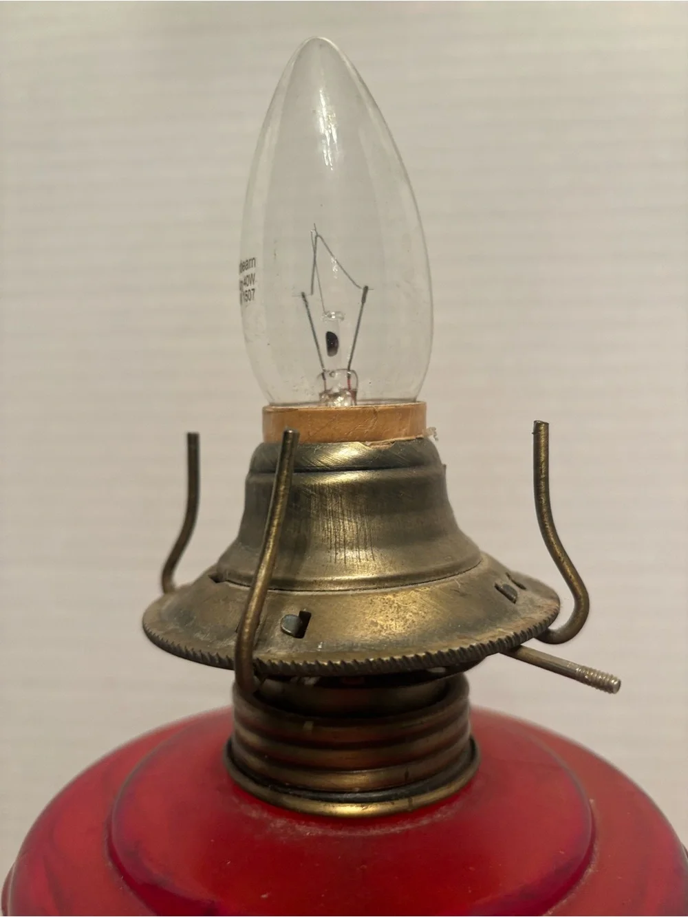 Vintage Ruby Red Glass Table Lamp - electric Elegant Ruby Accent
